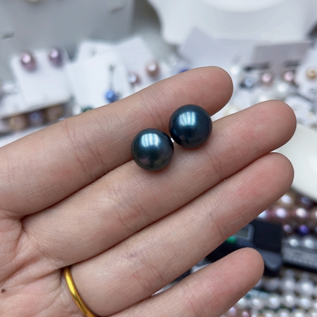 淡水珍珠耳饰银S925镶嵌