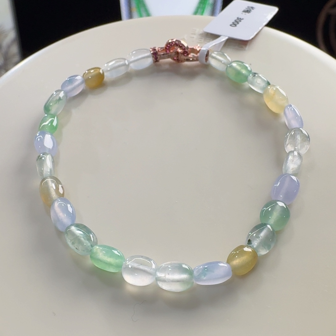 翡翠未镶嵌手链炸光枣珠多宝单圈5.5mm