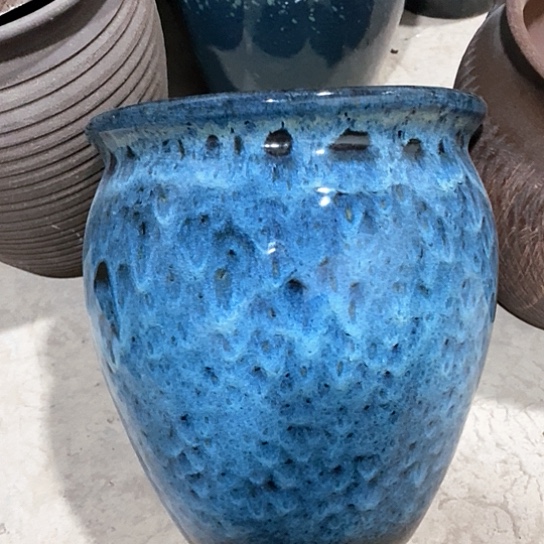 紫砂花盆口27高度30蓝色