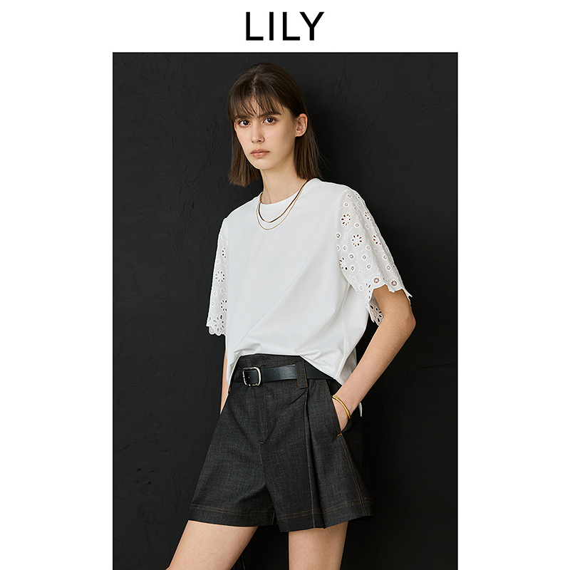 LILY2025春新款女装T恤125149VT908