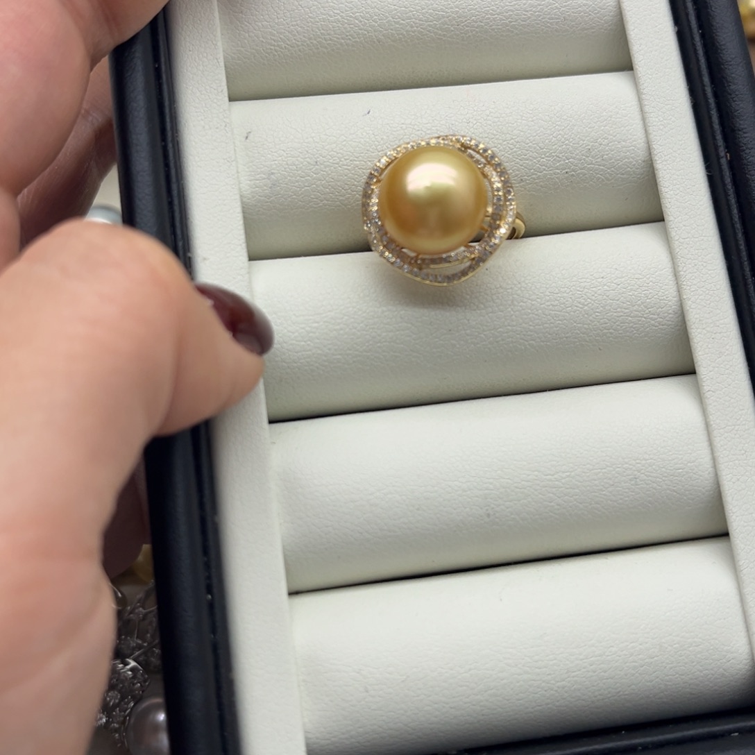 银S925镶嵌海水珍珠戒指