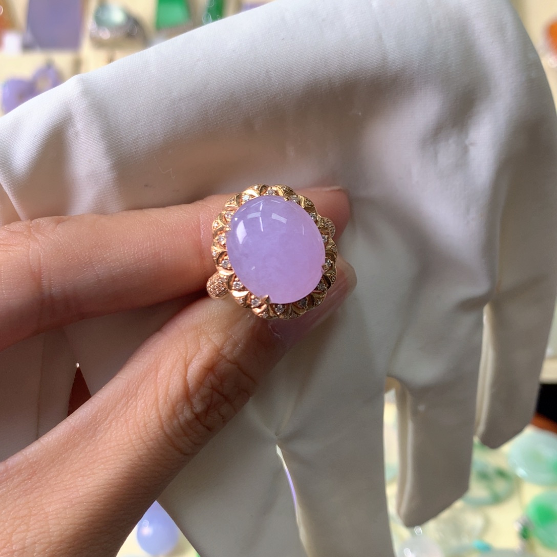 翡翠戒指18K金镶嵌芃*戒指