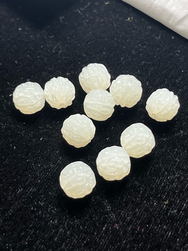 天然和田玉金刚菩提珠单珠带孔散珠DIY手串配珠隔珠顶珠