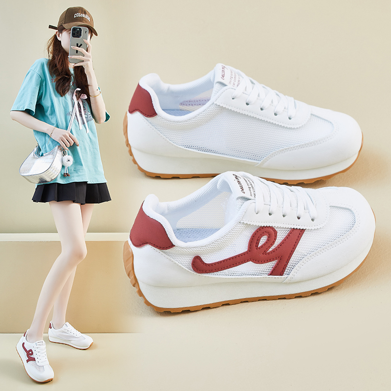 2025新款透气网面休闲鞋女士低帮镂空鞋子小白鞋韩版时尚鞋子女