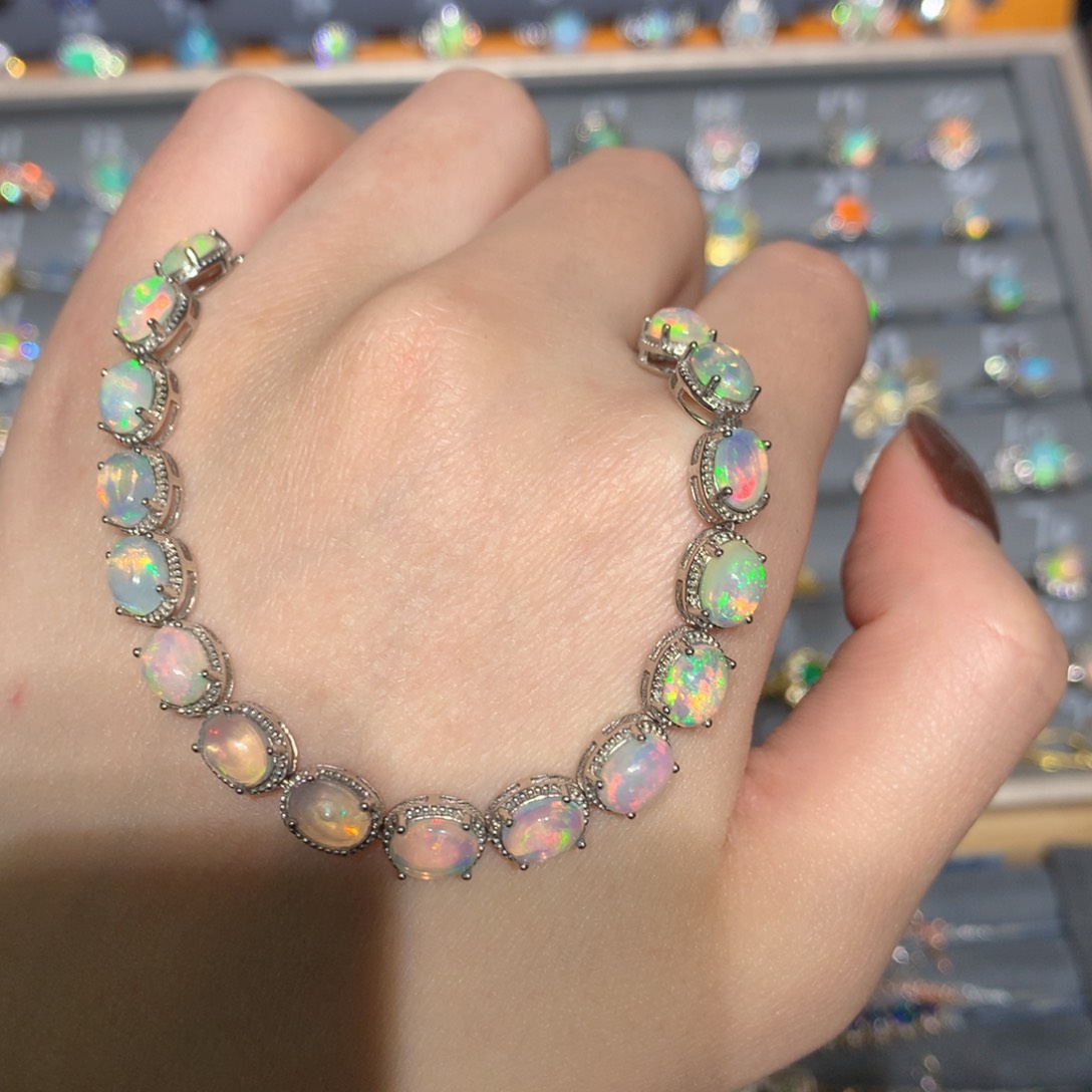 银S925镶嵌欧泊手链t