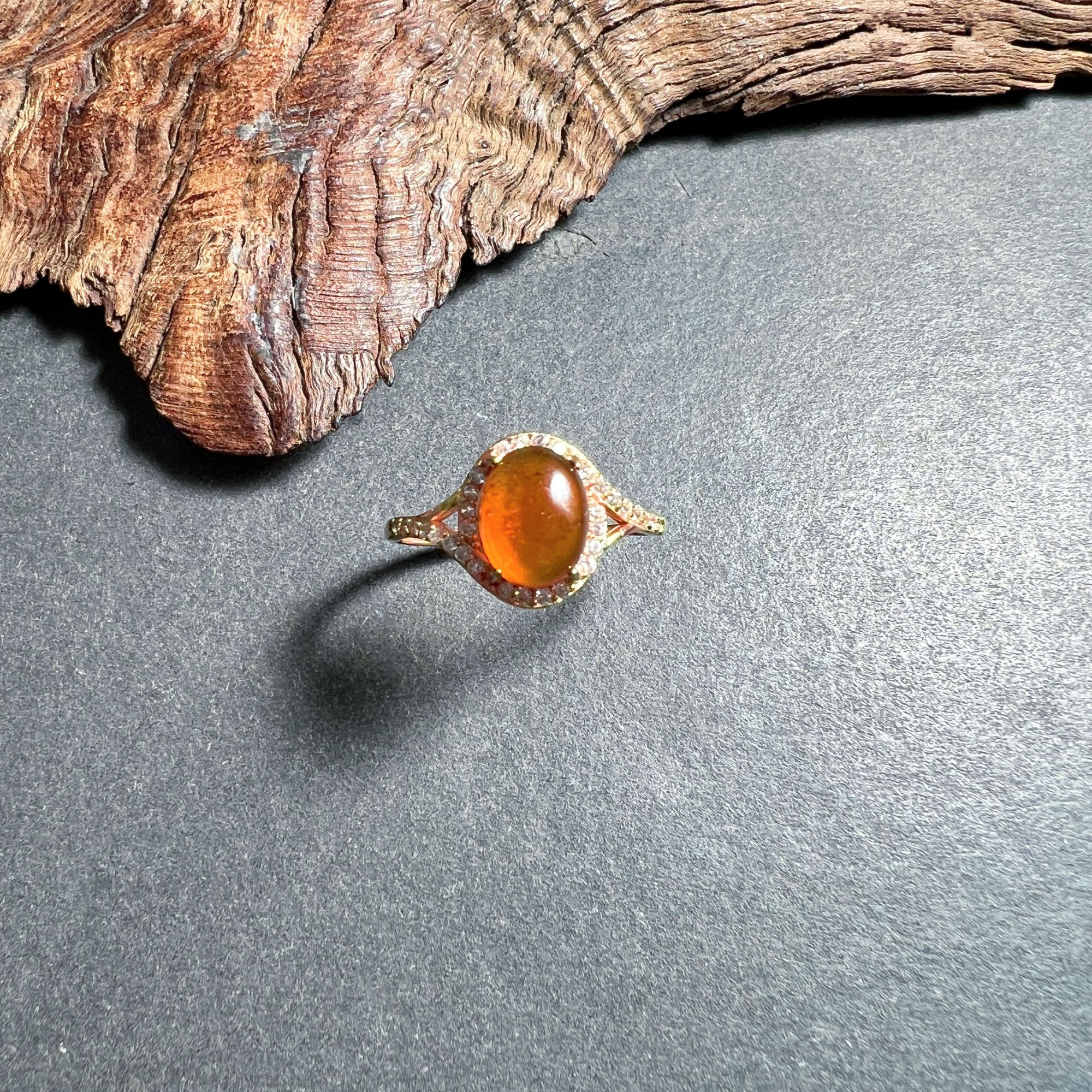 【圣芭黎】天然石榴石戒指蛋面冰橙8-6/C2339多样性发一