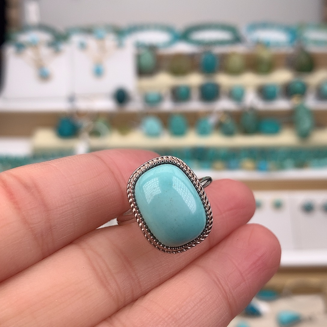 绿松石银S925镶嵌戒指