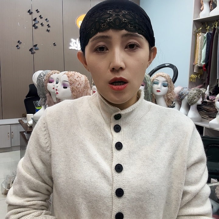 蕾丝黑色打底帽新款