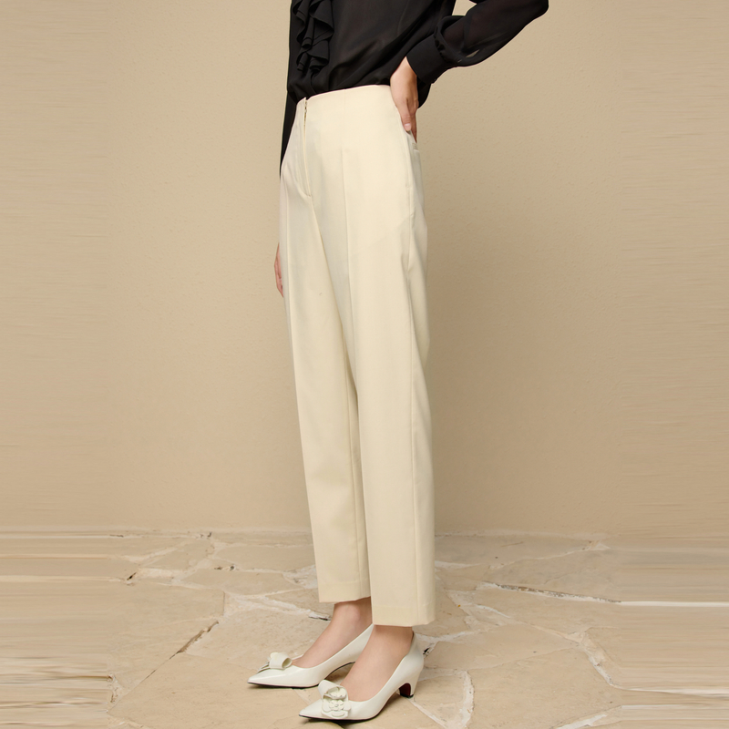 【粉丝专属】【轻都市】春季商城同款梭织裤子香槟米色LMGADAWPT002