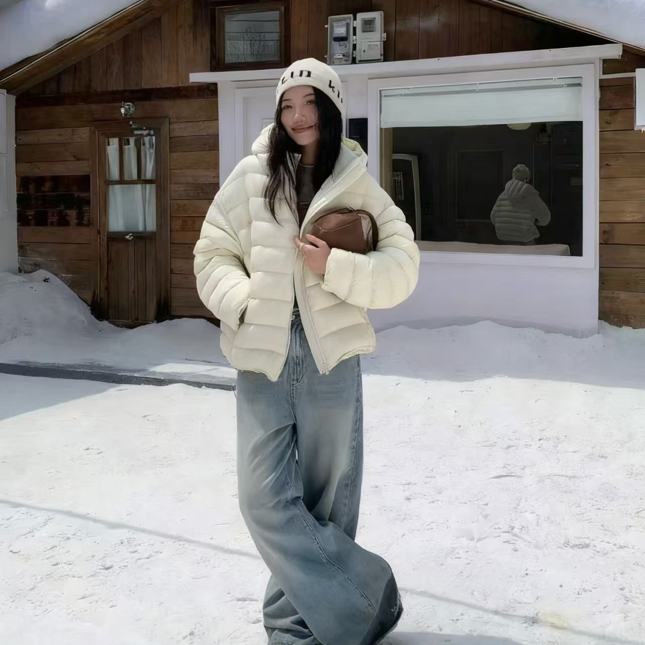 【90白鸭绒】2025冬季新款连帽短款排骨羽绒服