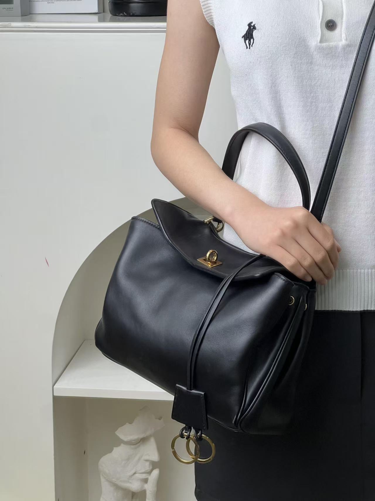99新 Balenciaga/巴黎世家 rodeo小号黑金牛单肩斜挎包/甄选