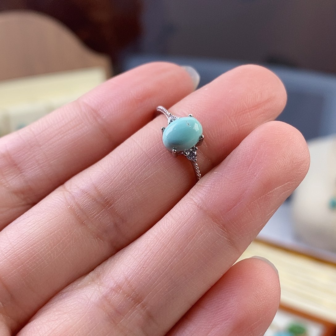 绿松石戒指银S925镶嵌