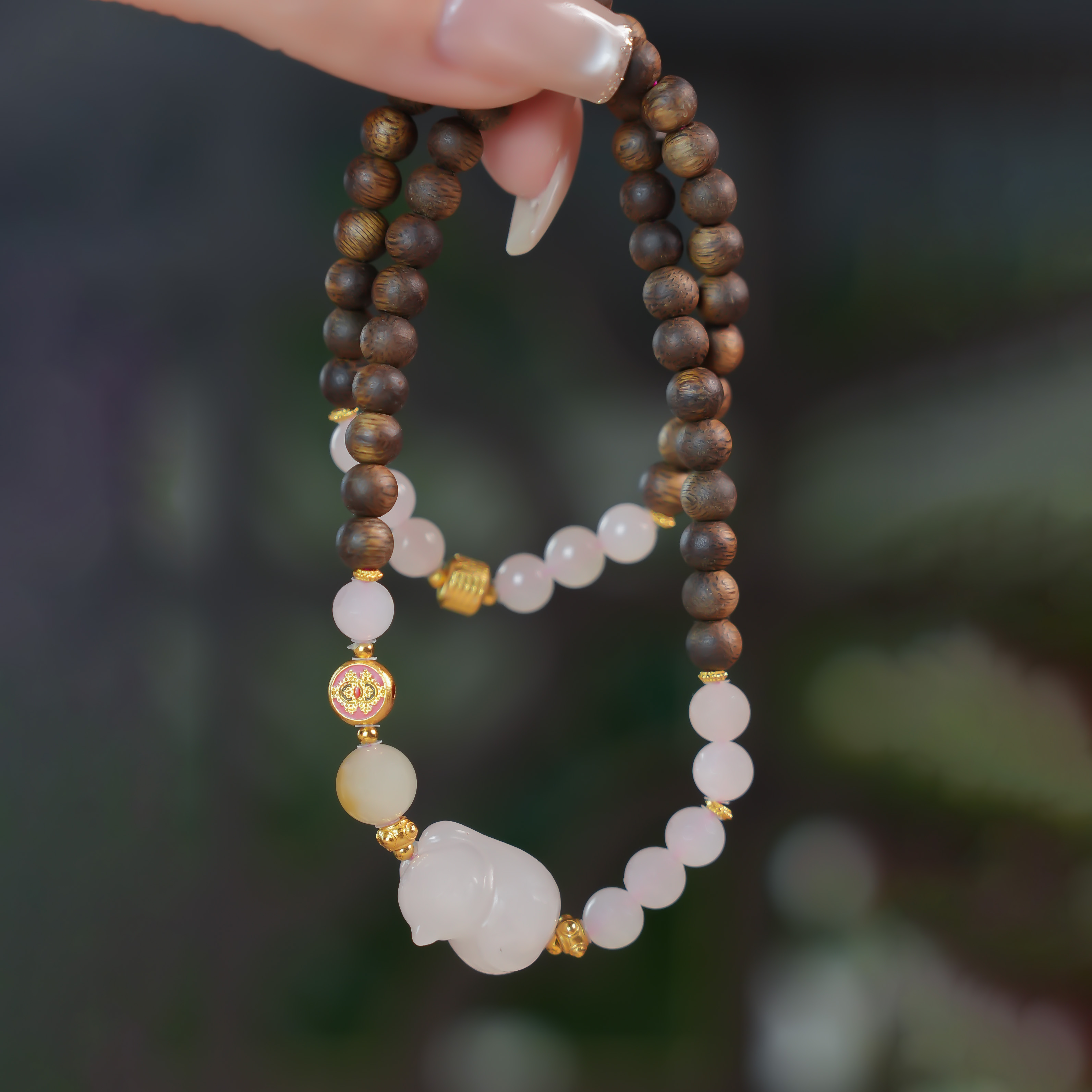 梦入香闺原创和田玉藕粉宝宝佛手串