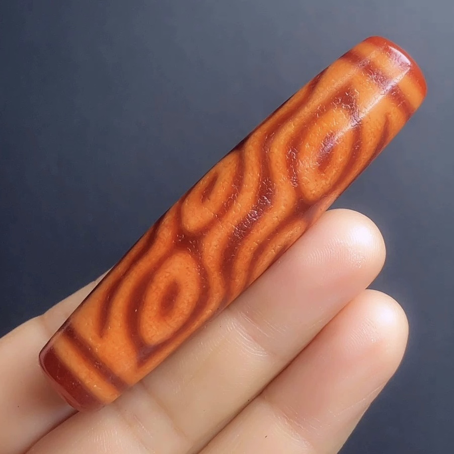 金蟾老料橘王凤九眼天珠天然西藏真品民族风66.5x14.8