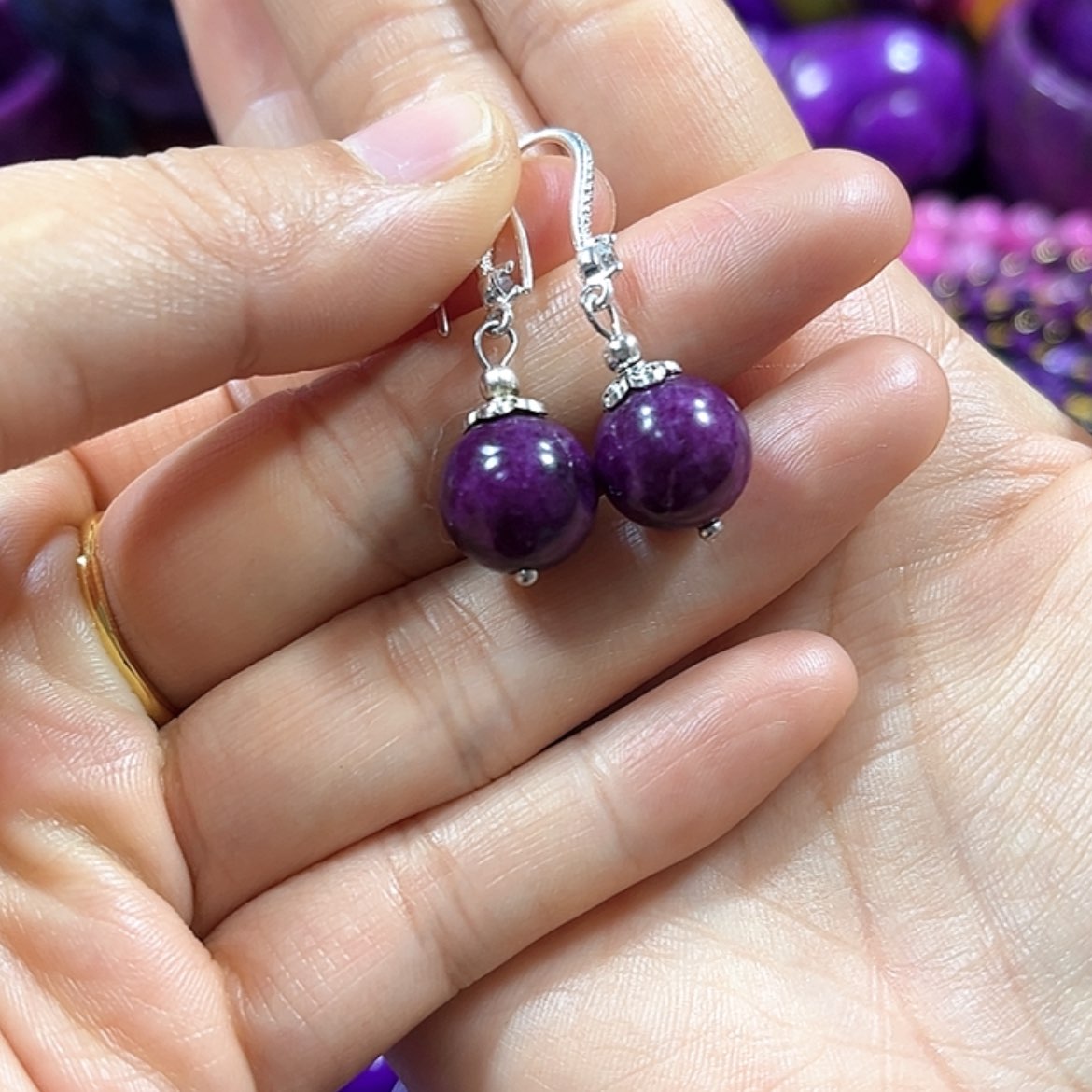 【闪购商品】琉璃颈饰舒具石老油料2帝王紫丝绒玉华耳坠卡12