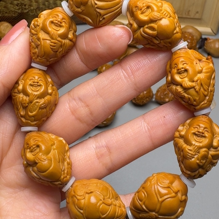 橄榄核手串/手链荷叶财神