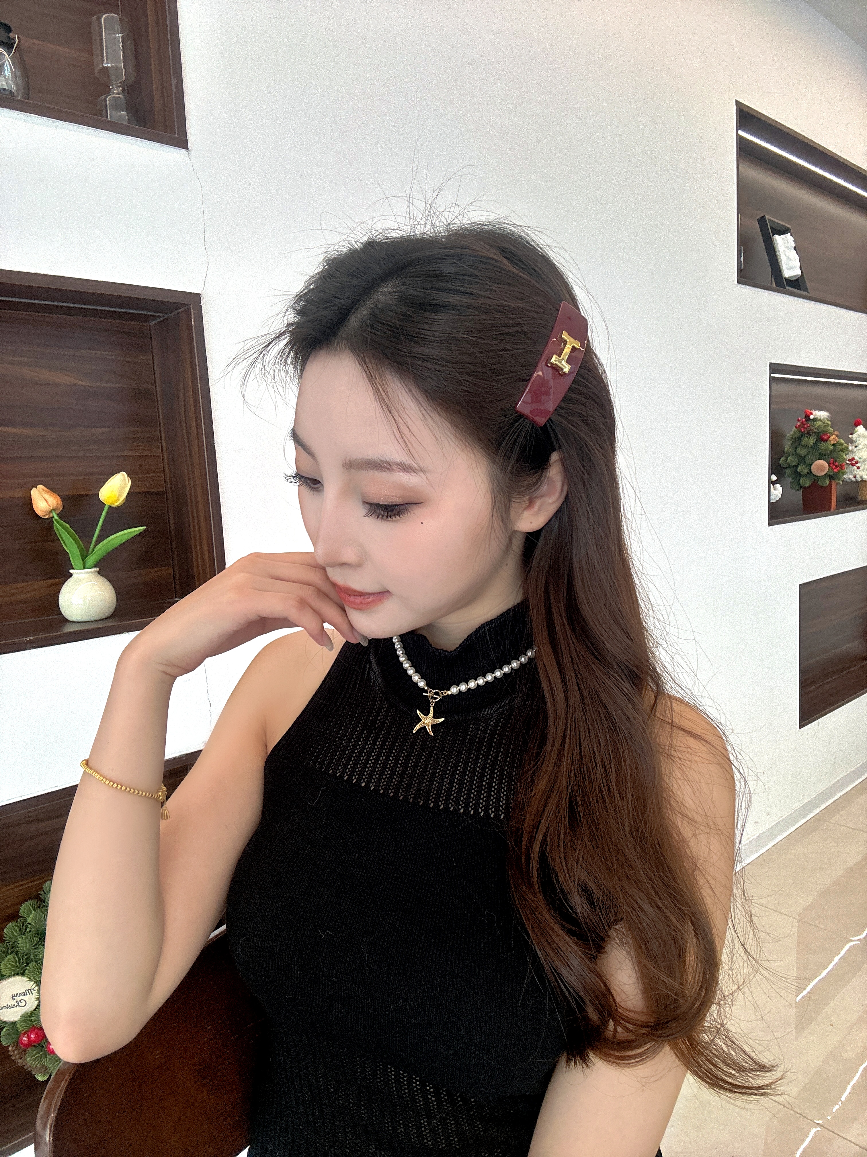 韩版新款高级感齿梳气质倒插碎发整理神器盘发发卡侧边刘海夹头饰