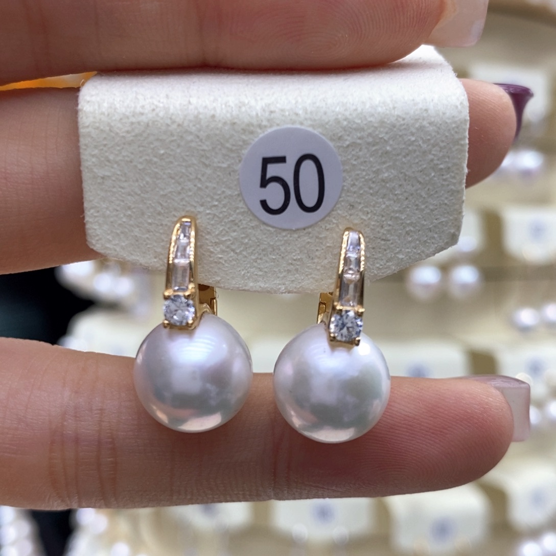 淡水珍珠耳饰银S925镶嵌