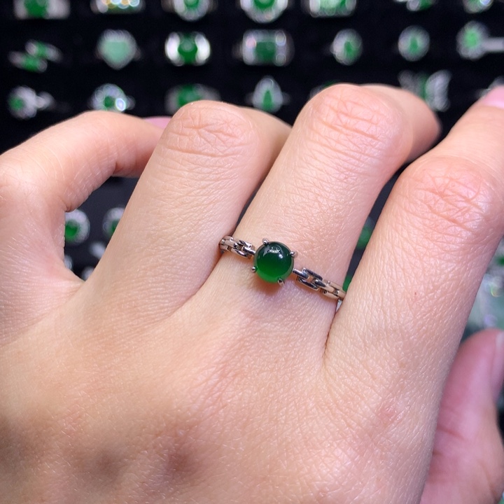 【闪购商品】翡翠戒指银S925镶嵌天然翡翠