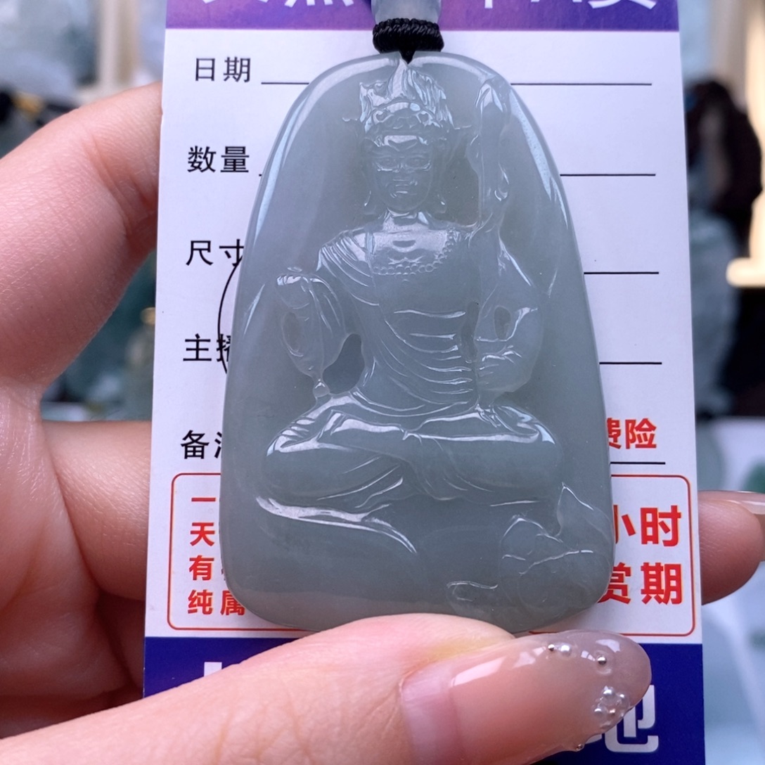 翡翠未镶嵌颈饰不动明王天然缅甸翡翠