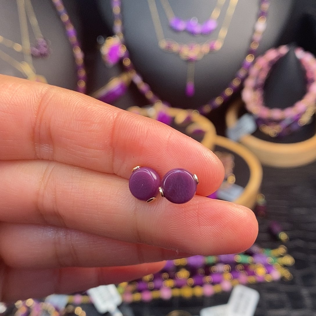 苏纪石（舒俱来）耳饰18K金镶嵌