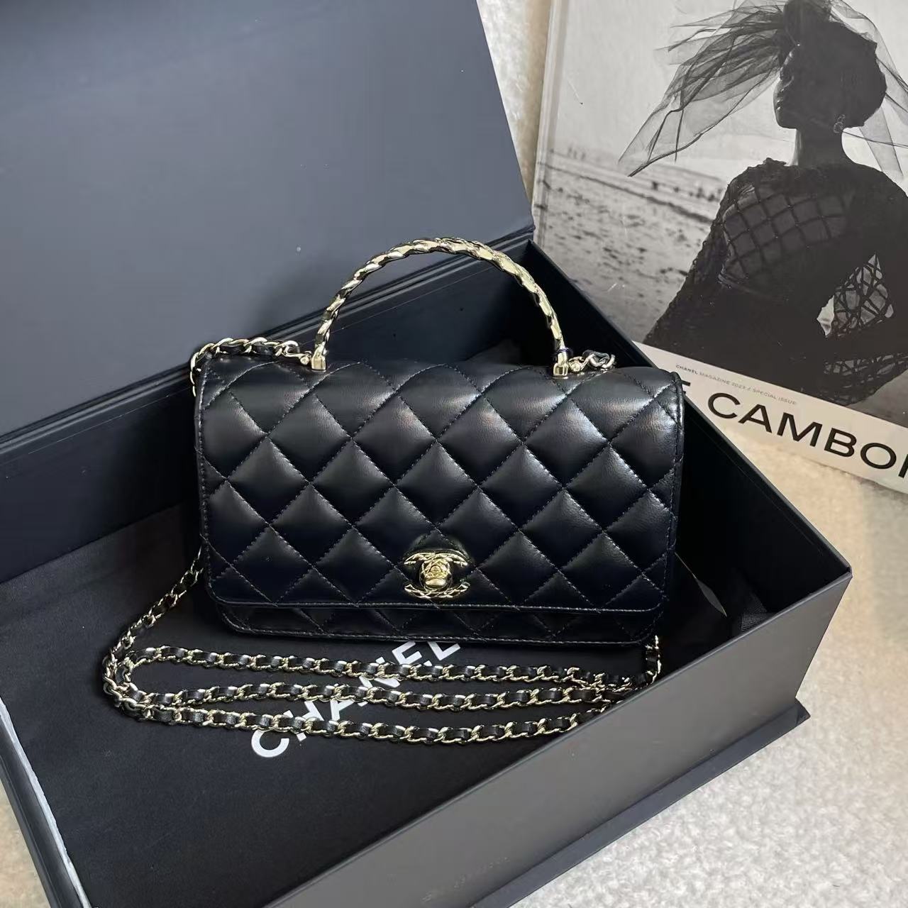 99新 Chanel/香奈儿 黑金手柄woc /59715619/代卖服务/12期免息