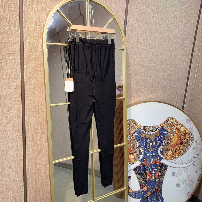 TS19孕妇黑色薄绒踩脚裤子90-160