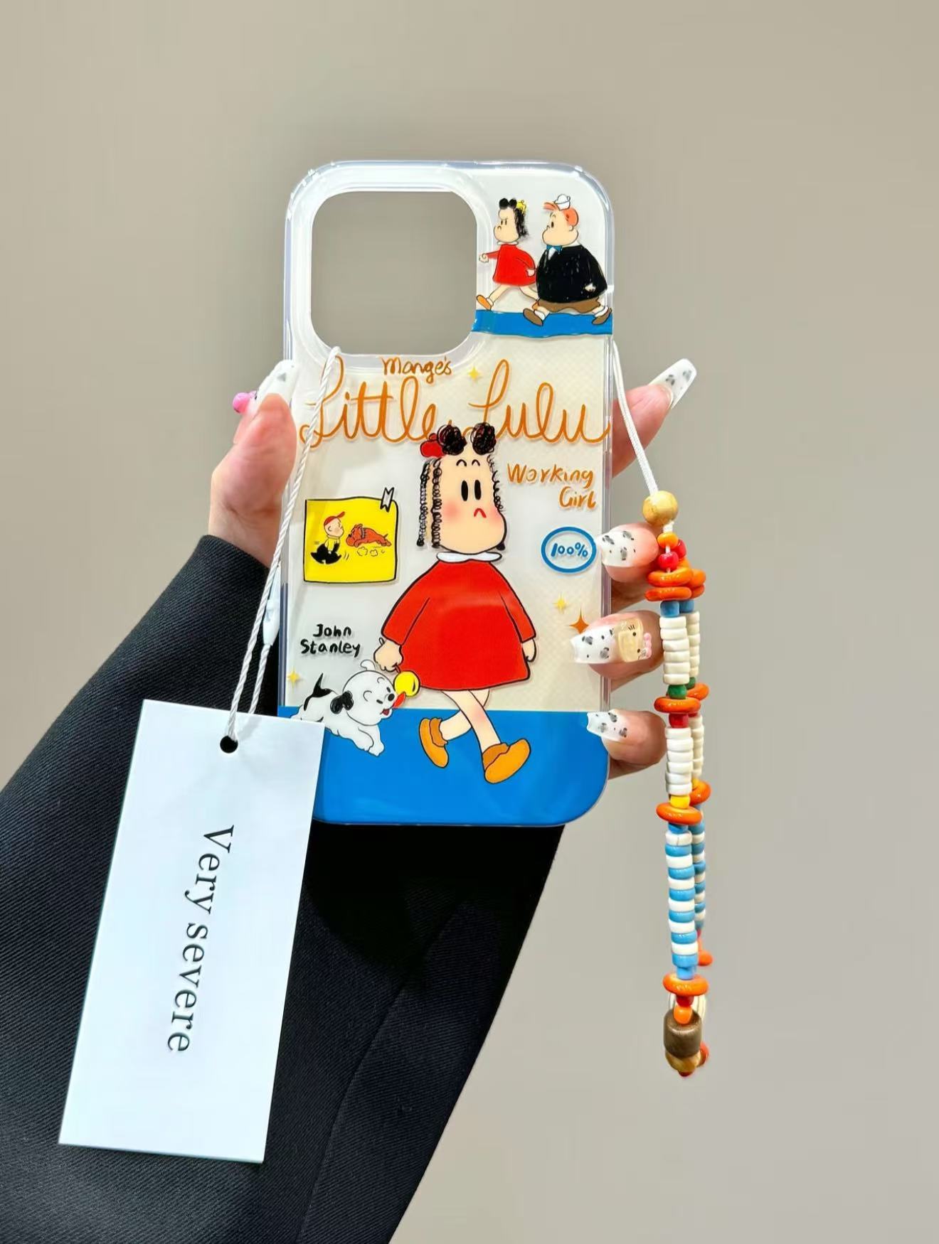  可爱卡通露露狗狗手链条适用苹果16promax手机壳iphone15/14女13