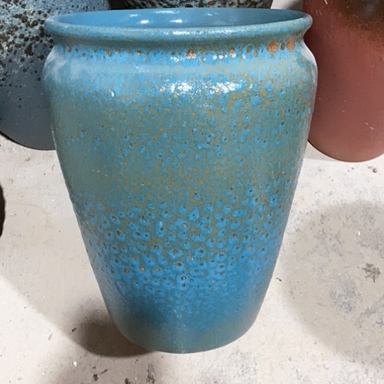 紫砂花盆口25高度33蓝泡