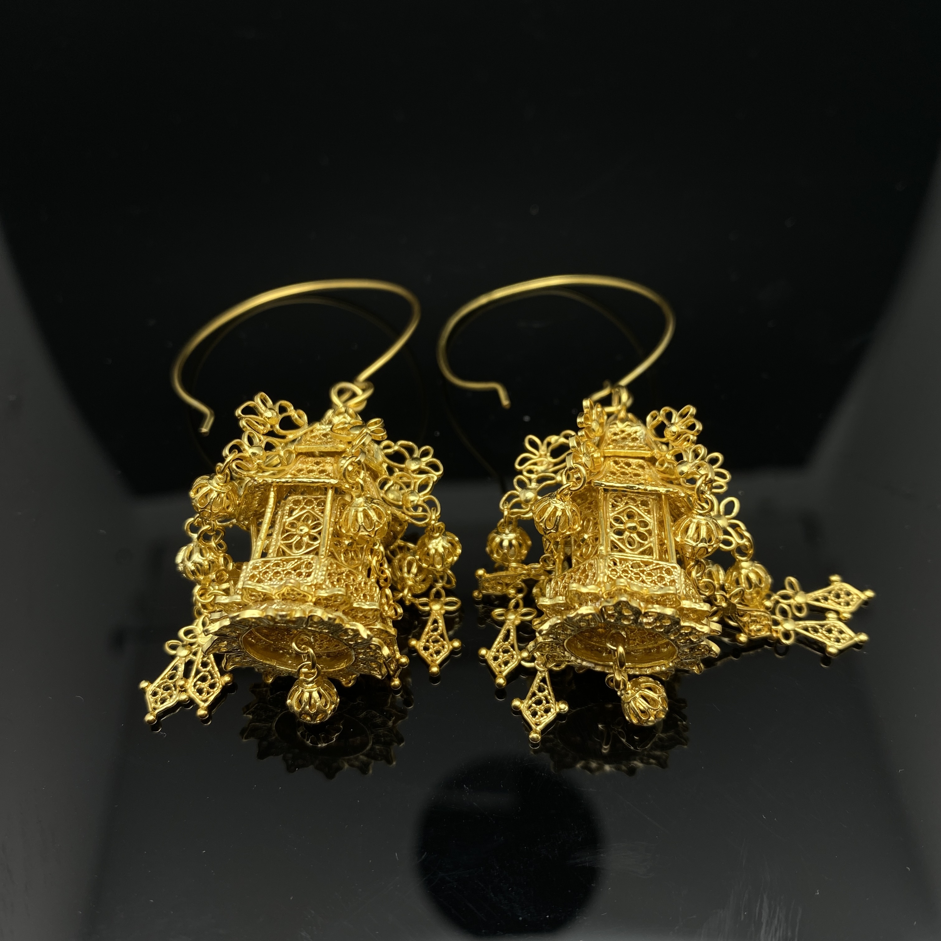 925银银制品 B0115GMD551银镀金宫灯耳坠