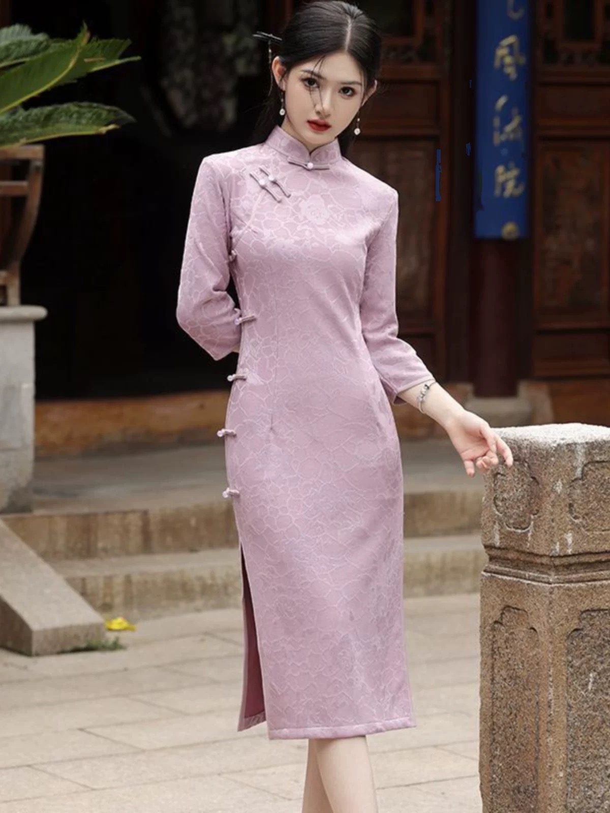 980 年轻款素雅民国风《紫芸》旗袍