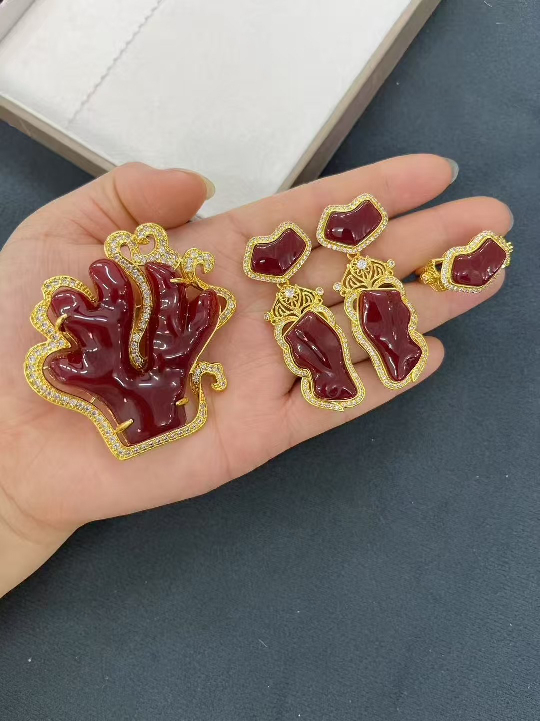 铜合金石英石项链 藏式手工爆款三件套精美搭配饰品