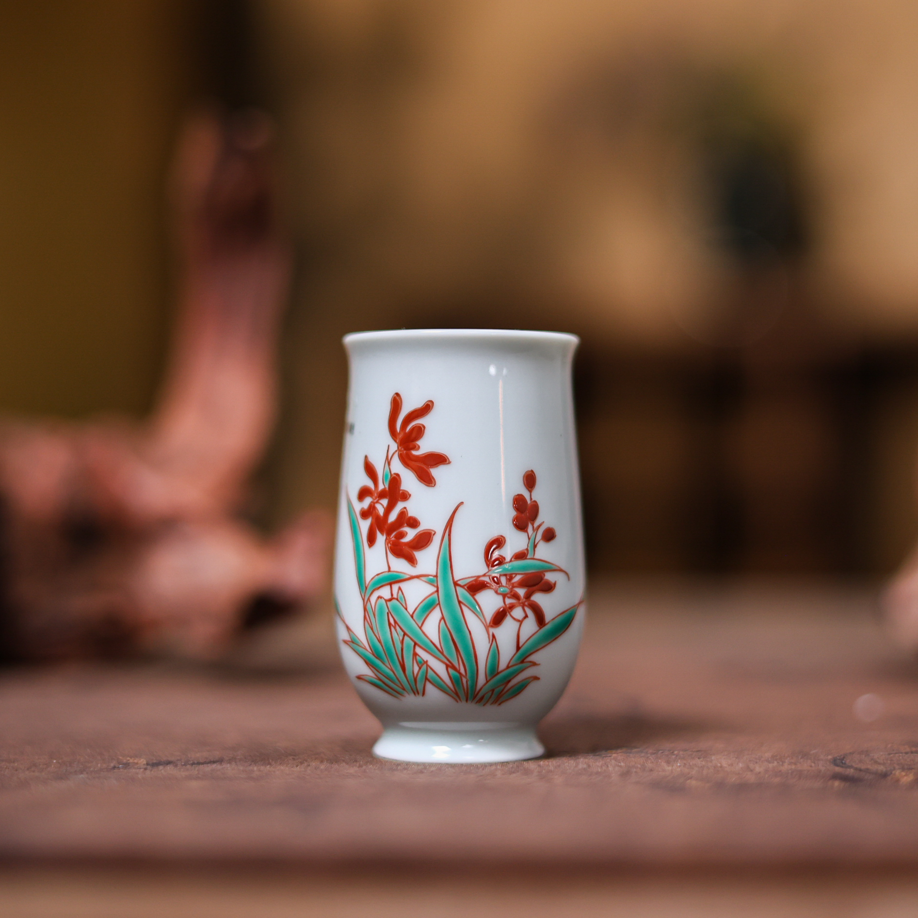 【九姐爱喝茶】红绿彩兰花闻杯（HLC-B-032）