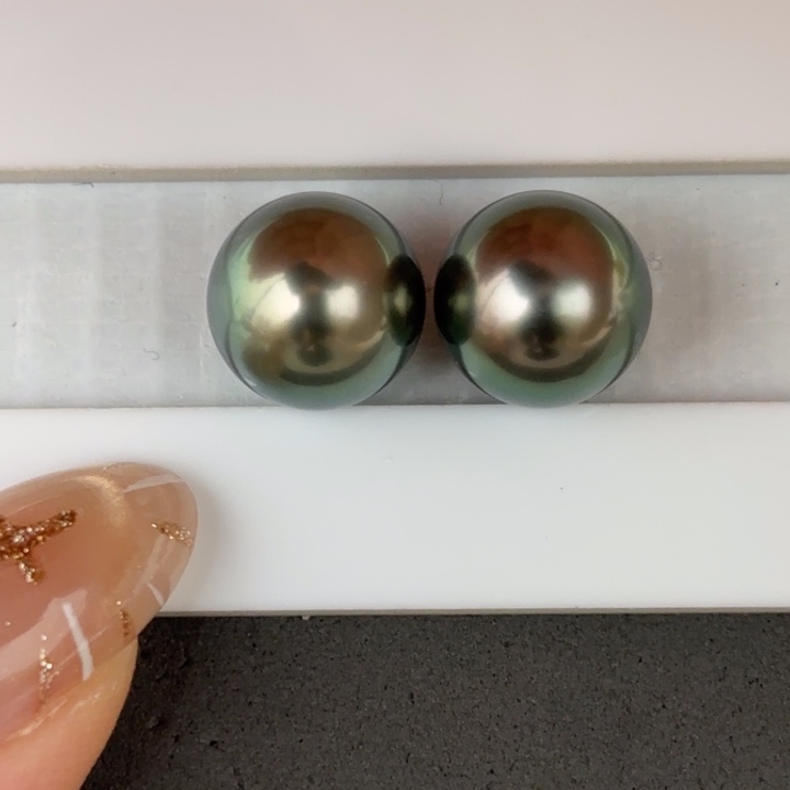 定制海水珍珠未镶嵌裸珠11-12mm大溪地两颗