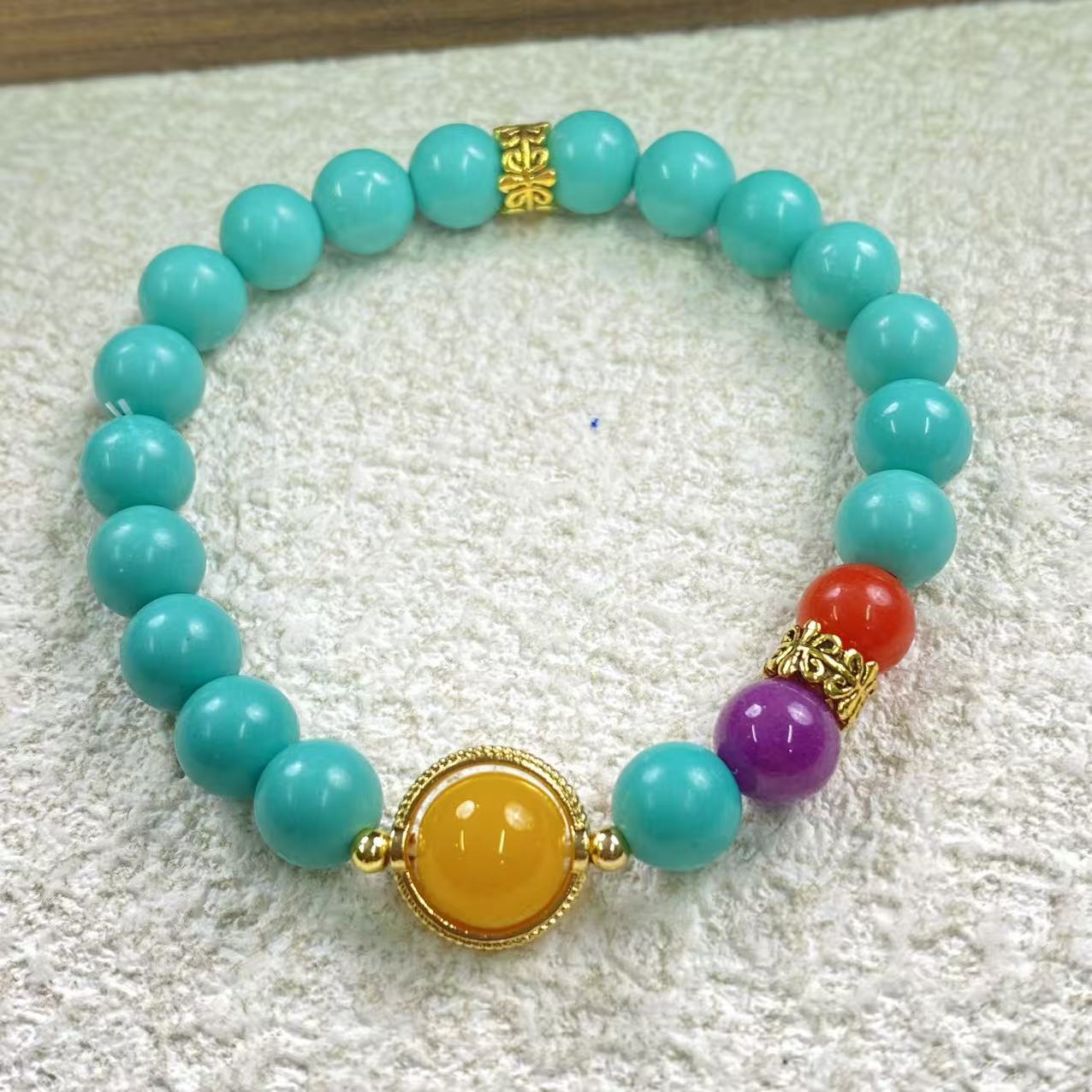  YHKINGS1079设计师款8m绿松单圈圆珠多样性发其一不带礼盒