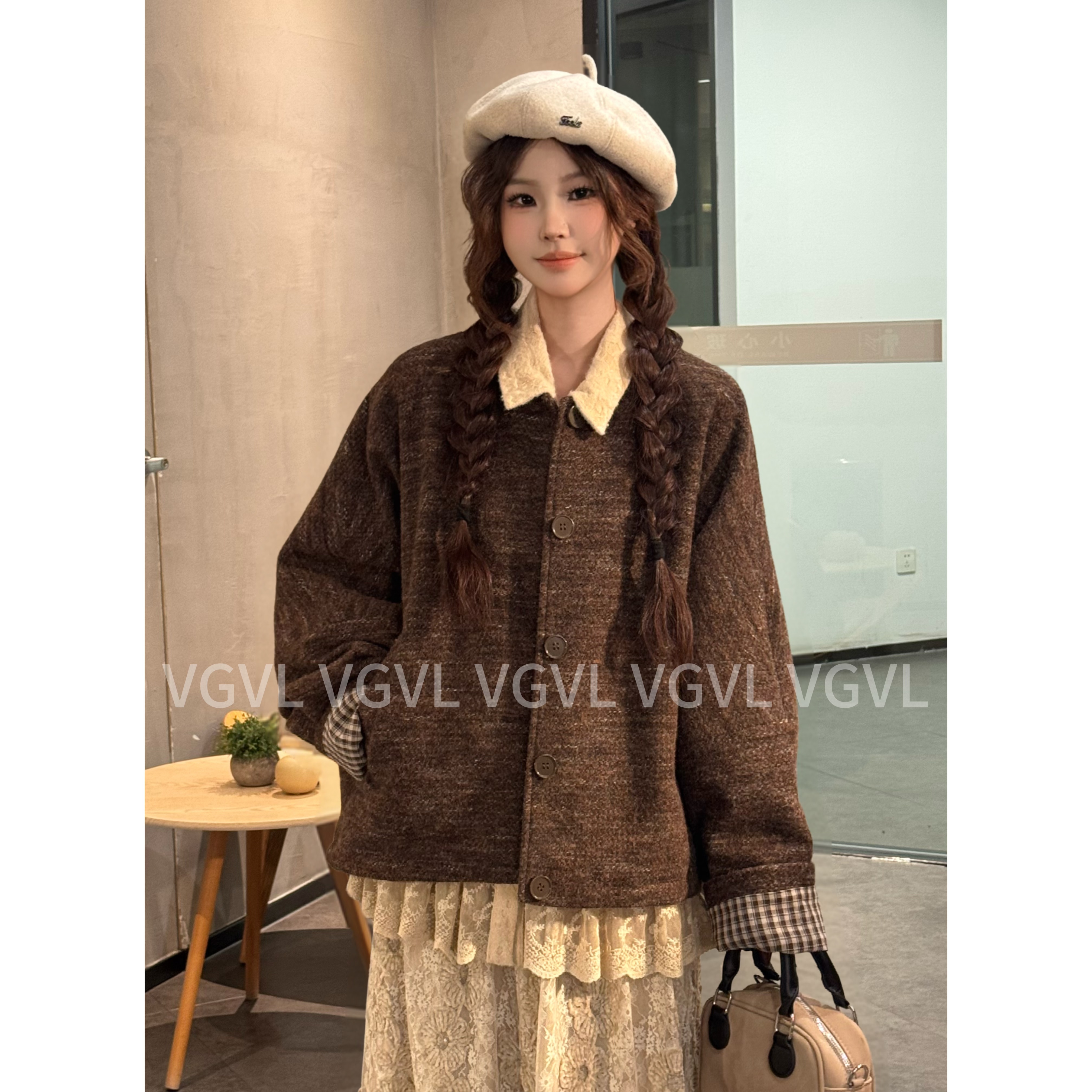 VGVL小卓外套【爱丁堡 】秋冬新款宽松加厚款保暖斗篷外套30340