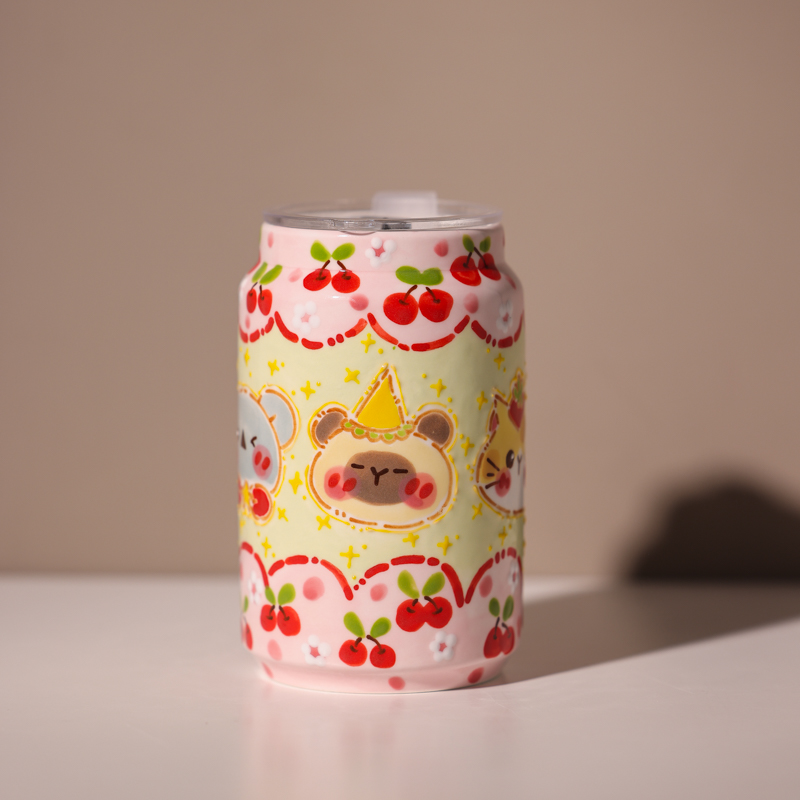 【186】手绘可爱随行杯手握杯大容量