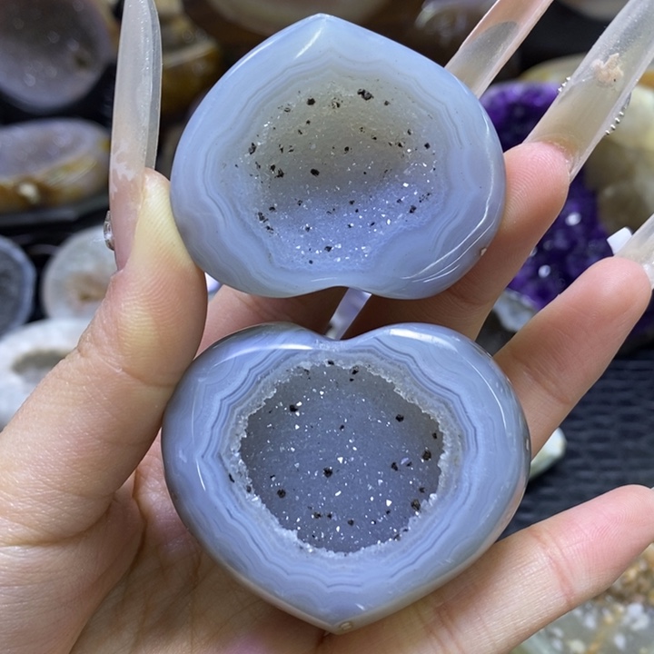 未镶嵌珠宝半成品水晶蓝晶爱心盆