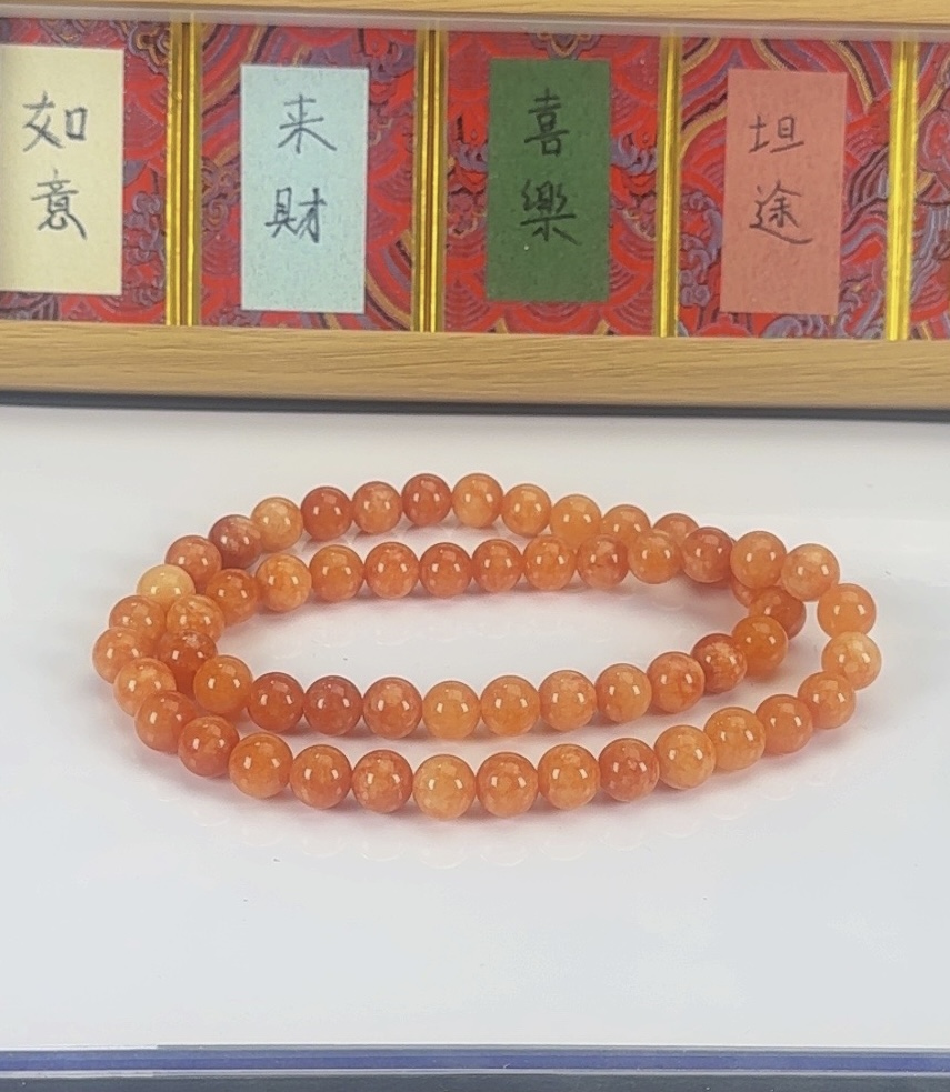 缅料原矿红12cm项链079