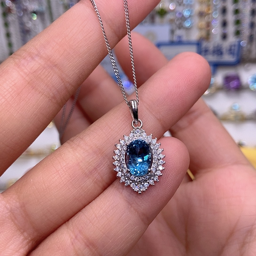 托帕石颈饰银S925镶嵌