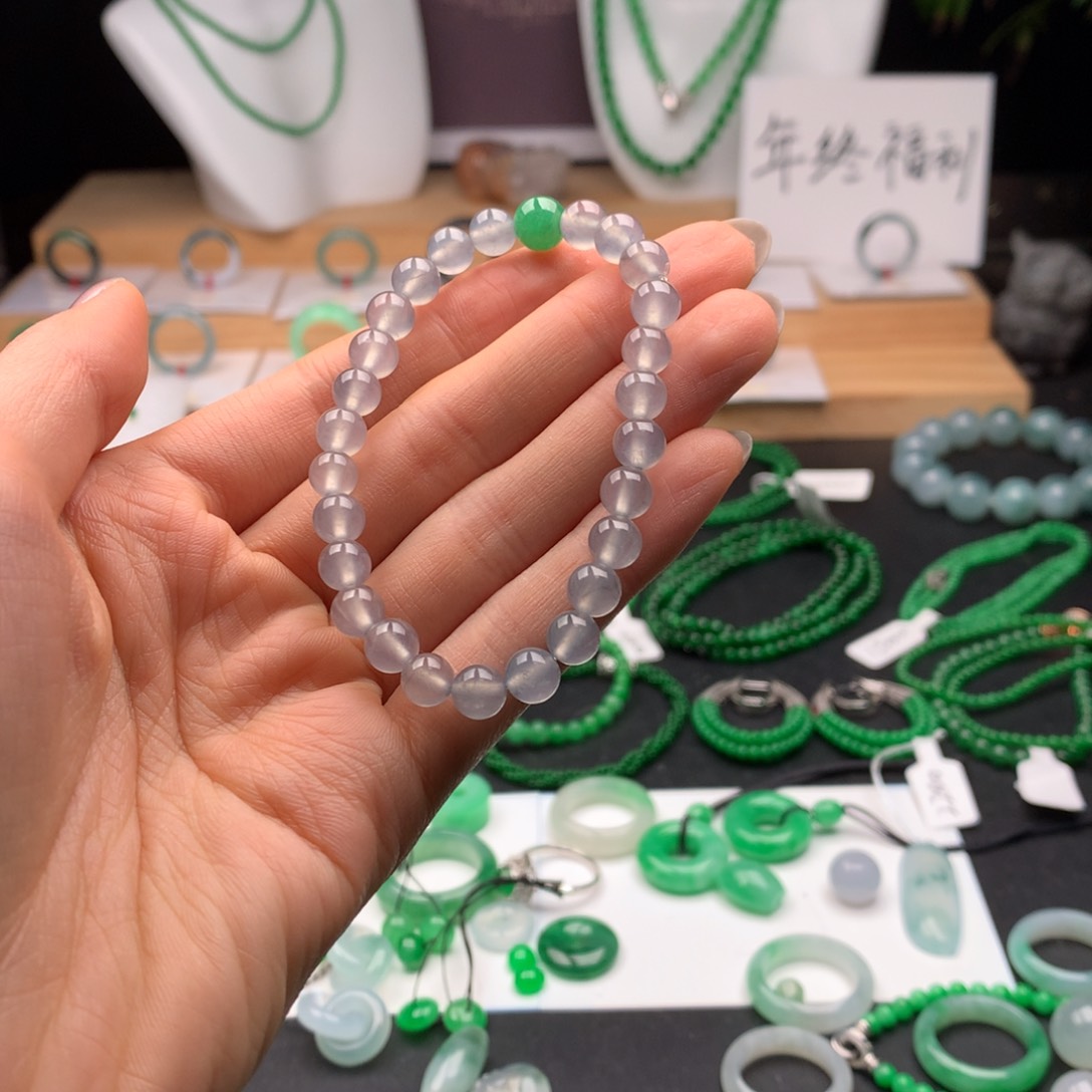 翡翠手链未镶嵌李*白天然缅甸A货翡翠