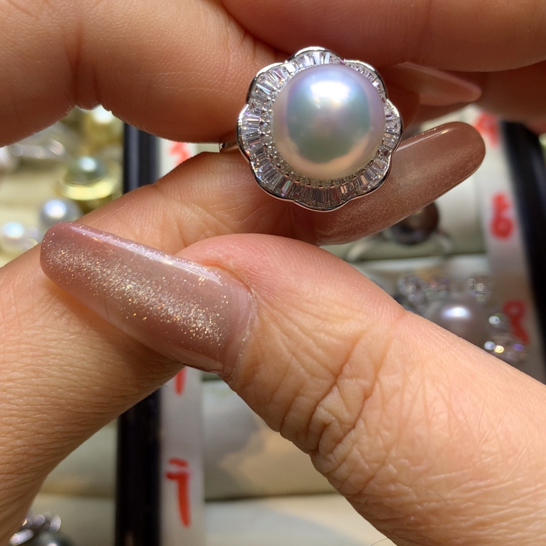 银S925镶嵌戒指海水珍珠