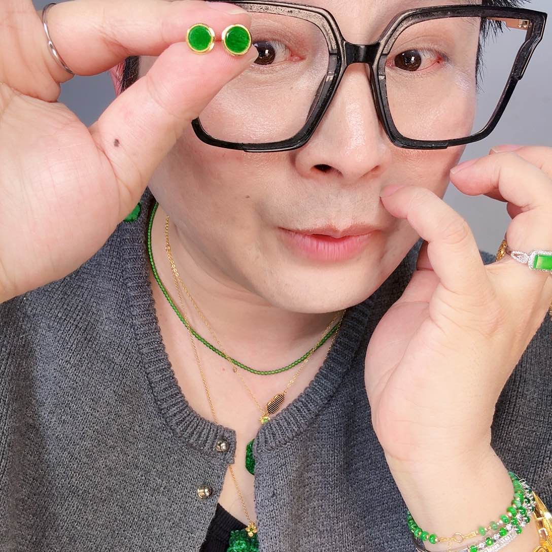 翡翠颈饰18K金镶嵌一对