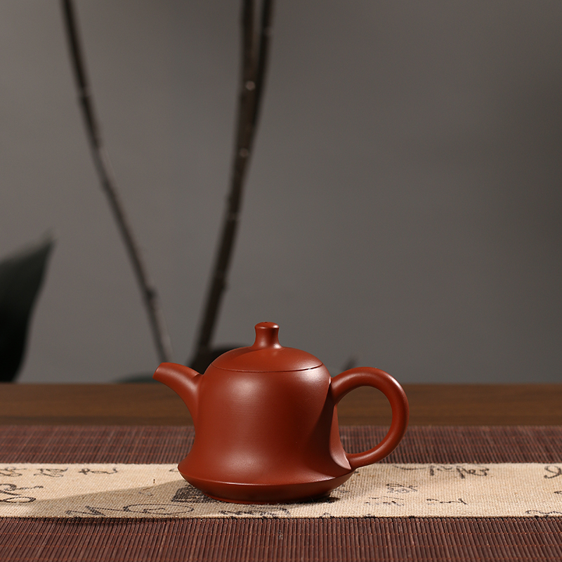 潮州朱泥壶小金钟壶手拉壶小容量纯手工冲茶壶工夫朱泥泡茶壶