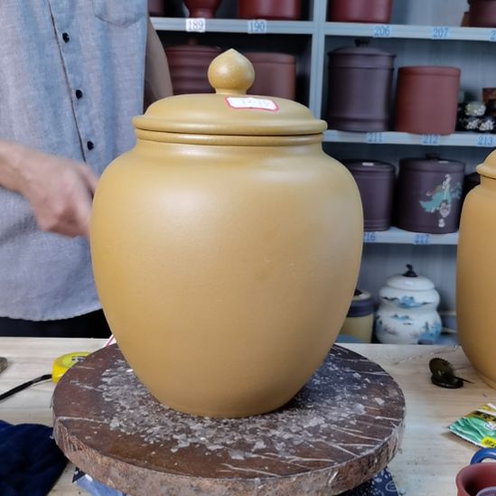紫砂茶叶罐正品黄金段泥全手工吸力罐7216