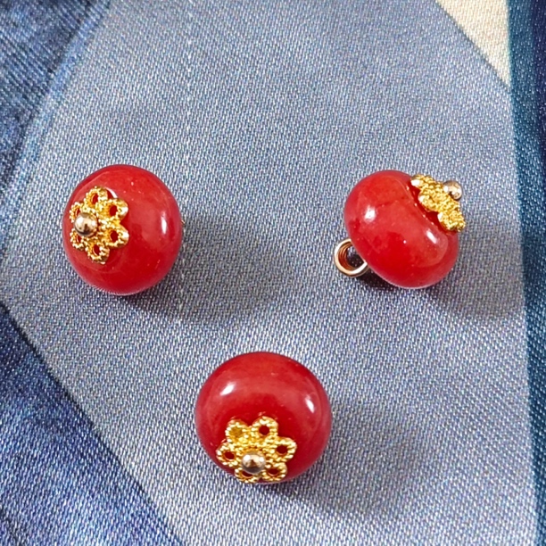 10mm天然玉石橘红扁珠旗袍纽扣复古唐装汉服连衣裙裙子装饰扣