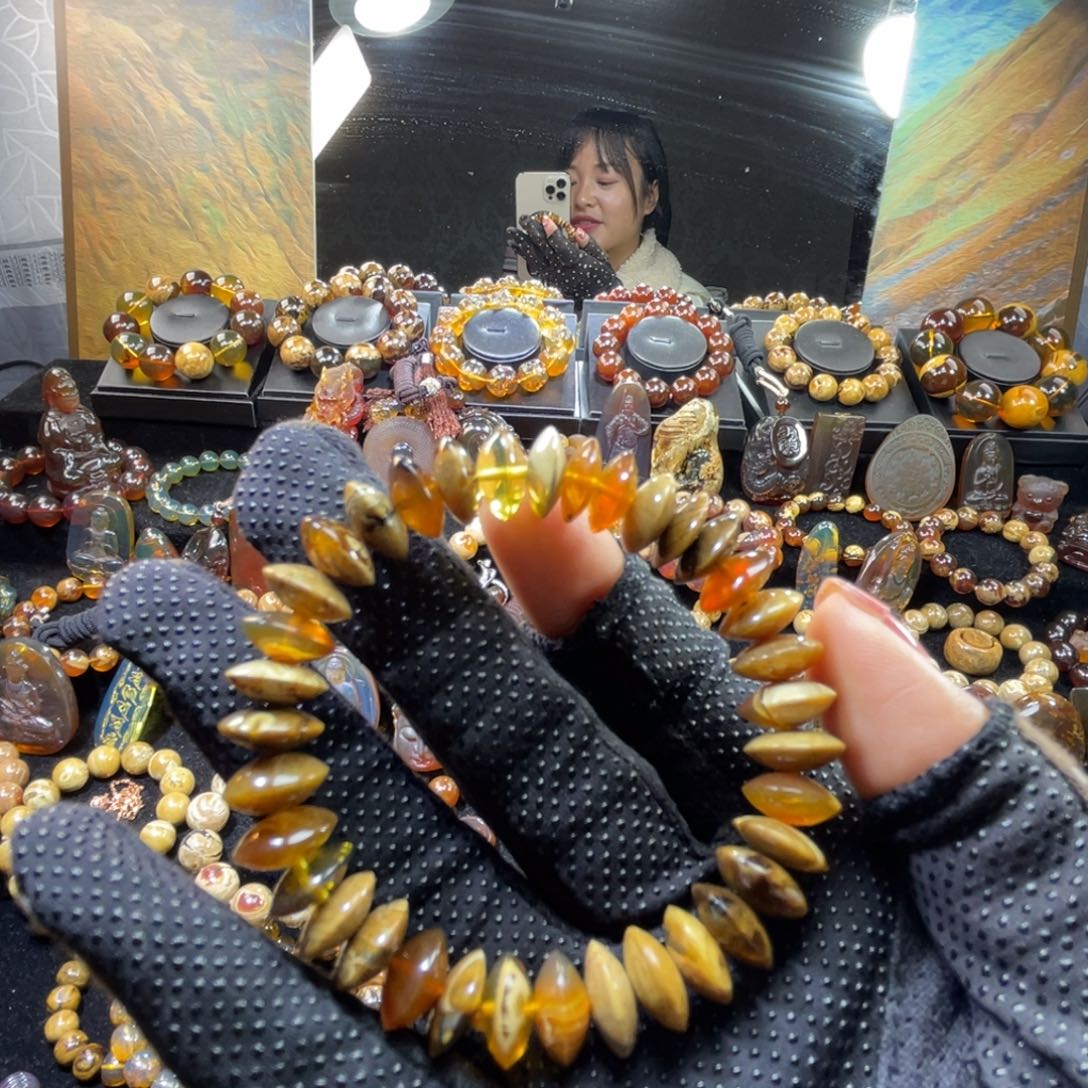 琥珀手链未镶嵌飞碟手串