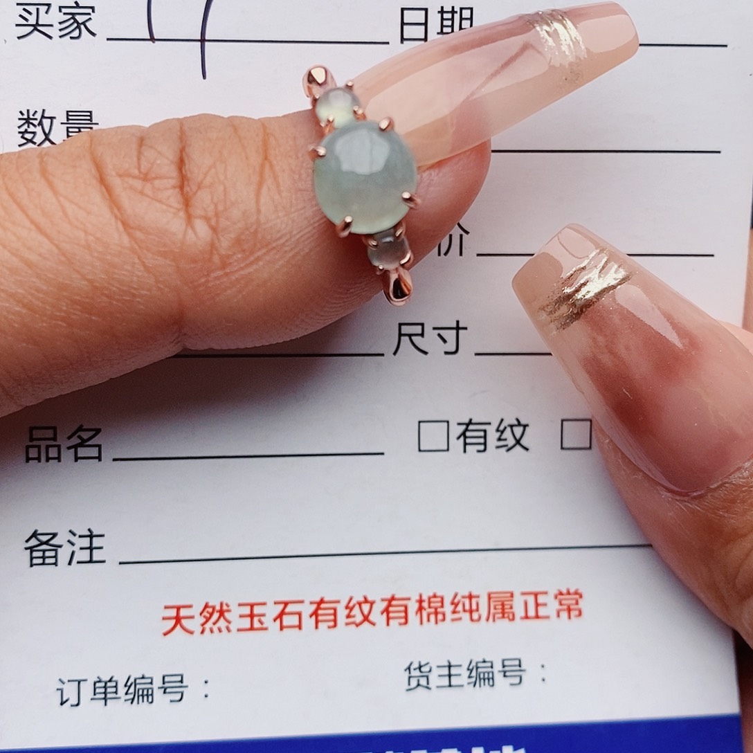 翡翠戒指银S925镶嵌戒指