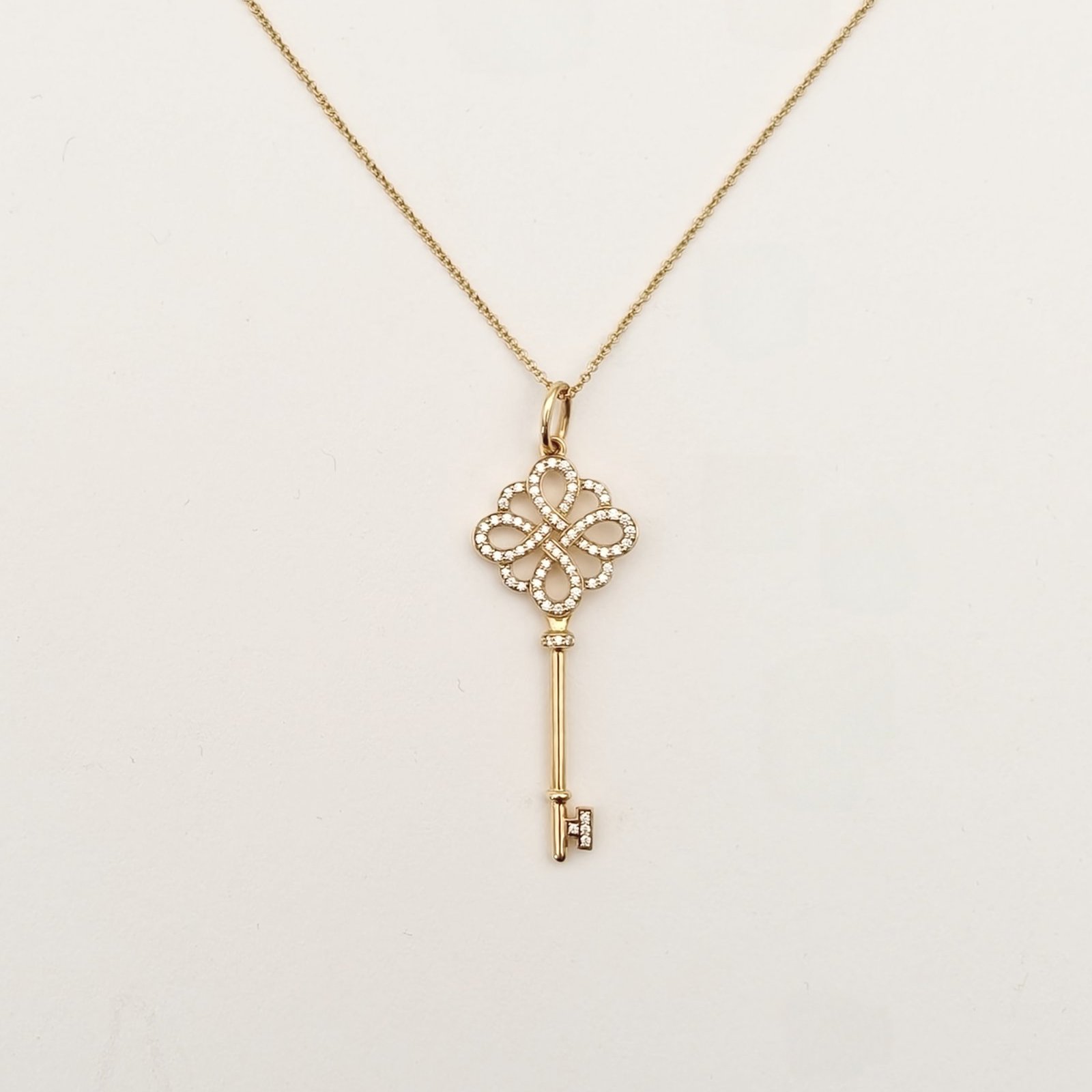 99新 Tiffany & Co./蒂芙尼 小花6珊玫瑰金 中国结 钥匙项链 中号