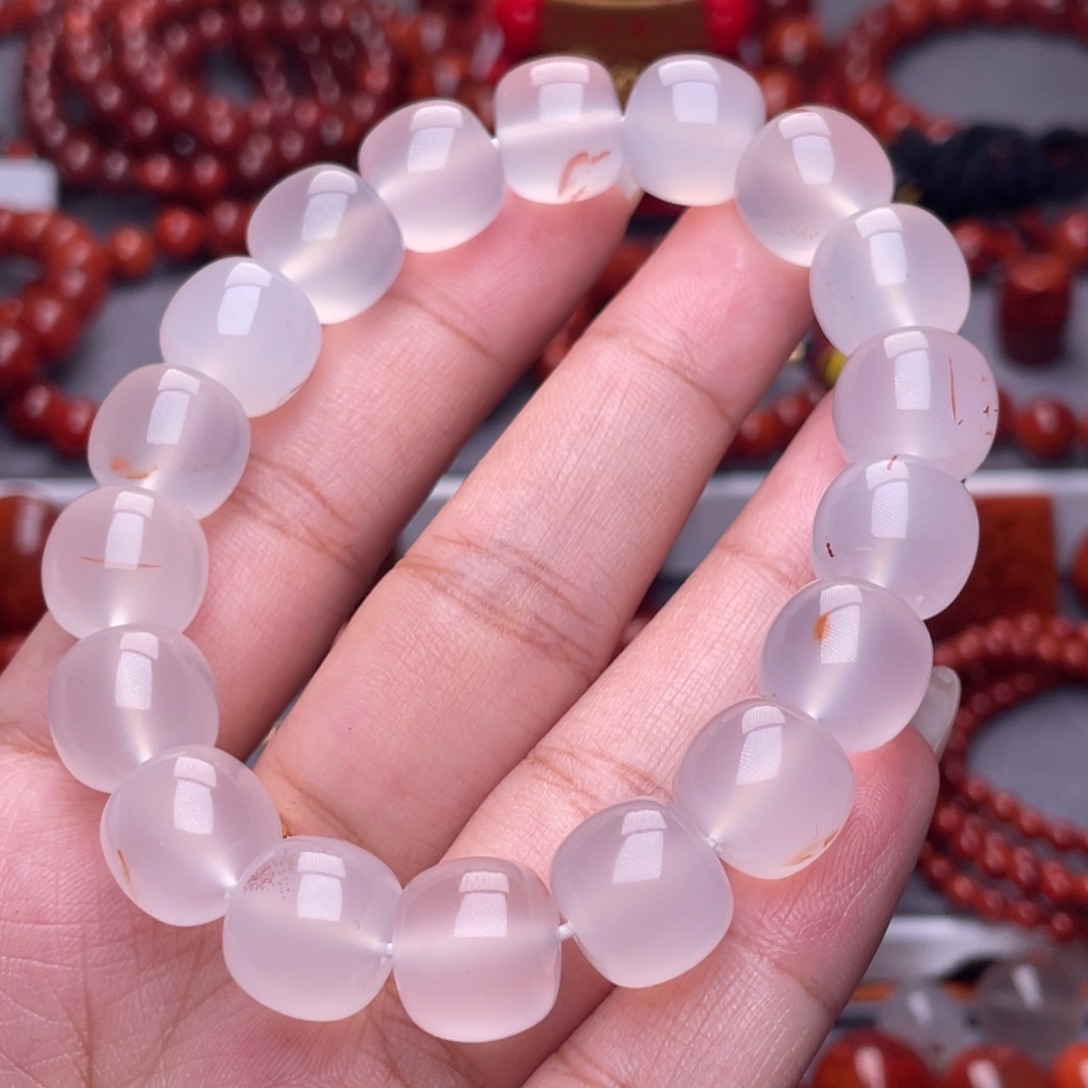 南红玛瑙未镶嵌其他原矿）12mm九口冰飘老型手串